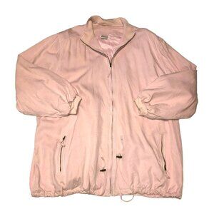 BOBBIE BURNS SILK BOMBER JACKET SIZE 6 BLUSH PINK DRAWSTRING BOTTOM WOMENS